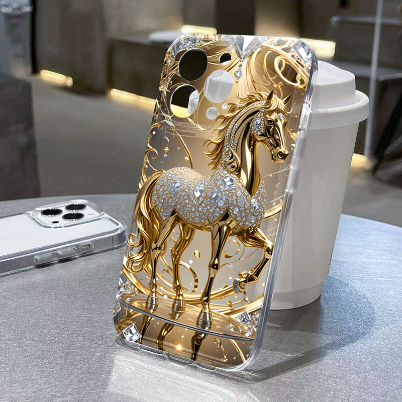 Phone Cases Horse - Funda de Silicona Golden Horse Diamond