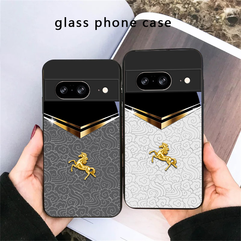 Funda de vidrio negro para tel - Phone Cases Horse reseña y precio